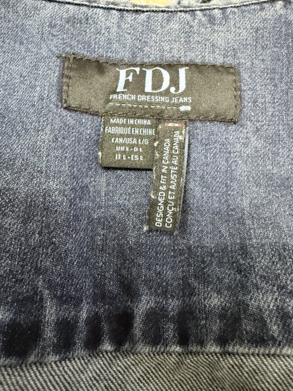 FDJ French Dressing Jeans Denim Jacket Size Large Distressed Raw Hems Festival - Picture 7 of 7